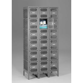 6-Tier 18 Door Ventilated Locker, 36"W x 18"D x 72"H, Medium Gray, All-Welded