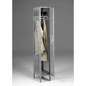 1-Tier 1 Door Ventilated Locker w/ Legs, 12"W x 18"D x 78"H, Medium Gray, All-Welded