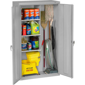 Janitorial Cabinet, 36"W x 18"D x 64"H, All-Welded, Light Gray