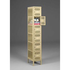 6-Tier 6 Door Ventilated Locker, 12"W x 18"D x 72"H, Sand, All-Welded