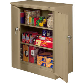 Deluxe HD Counter Height Storage Cabinet, 22 Gauge, 36"W x 18"D x 42"H, Light Gray