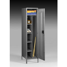 1-Tier 1 Door Combination Locker w/ Legs, 24"W x 21"D x 78"H, Medium Gray, All-Welded