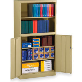 Heavy Duty Storage Cabinet with Bookcase, 24 Gauge, 36"W x 18"D x 72"H, Sand