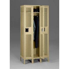 1-Tier 3 Door Ventilated Locker with Legs, 36"W x 18"D x 78"H, Sand, All-Welded