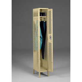 1-Tier 1 Door Ventilated Locker with Legs, 12"W x 18"D x 78"H, Sand, All-Welded