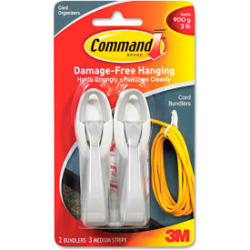 Command Strips and Cord Bundlers, White, Pack of 2