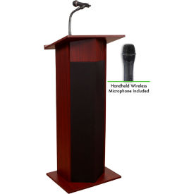 Power Plus Podium / Lectern with Wireless Handheld Mic 22"W x 17"D x 46"H Mahogany
