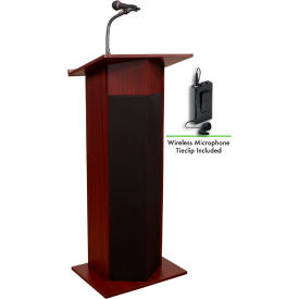 Power Plus Podium / Lectern with Wireless Tieclip / Lavalier Mic, Mahogany