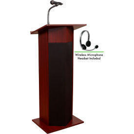 Power Plus Podium / Lectern with Wireless Headset Mic 22"W x 17"D x 46"Mahogany