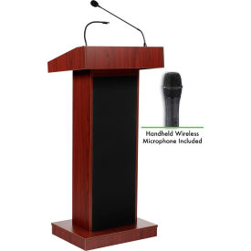 Fixed Height Orator Podium / Lectern & Wireless Handheld Mic, Mahogany