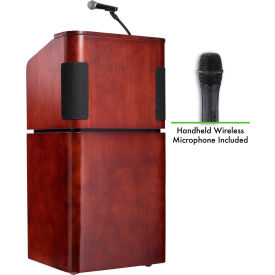 Tabletop-Base Combo Podium / Lectern with Wireless Handheld Mic, Mahogany / Walnut