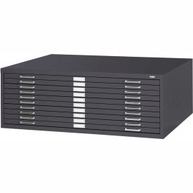 10 Drawer Blueprint Flat File Cabinet, 46-1/2W, Black