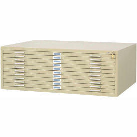 10 Drawer Blueprint Flat File Cabinet, 46-1/2W, Sand
