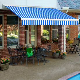 Manual Retractable Awning 12'W x 10'D x 10"H Blue/White