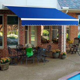 Retractable Awning Manual 24'W x 10'D x 10"H Blue