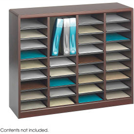 36 Compartment Wooden Literature Organizer - Mahogany