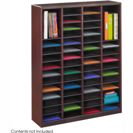 60 Compartment Wooden Literature Organizer - Mahogany