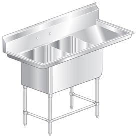 2F2-2418-24R Two Bowl Aerospec SS NSF Sink w/ 24W Right Drainboard