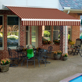 Retractable Awning Right Motor 10 feet wide x 11/16 feet high x 8 feet deep Burgundy/Tan