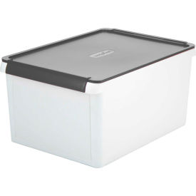 Storage Box with Drop Down Lid, 14-5/8"L x 10-1/4"W x 7-3/8"H, White, Polypropylene