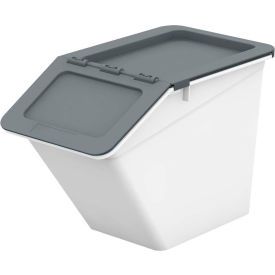 Nest & Stack Storage Bin, 8-7/8"L x 16-1/8"W x 11-1/4"H, White & Gray, Polypropylene