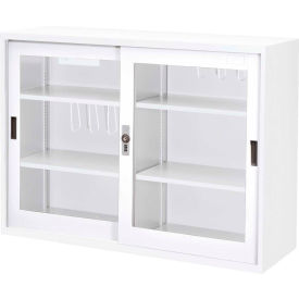 Clear View Cabinet with Digital Lock 34-5/8"W x 15-3/4"D x 34-5/8"H, Assembled, White