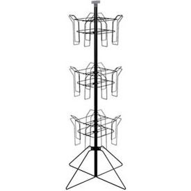 Rotating Literature Display with 12 Oversized Wire Pockets and Wire Base in Black