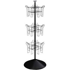 Rotating Literature Display with 12 Oversized Wire Pockets and Round Base, Black