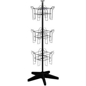 Rotating Literature Display with 12 Wire Pockets and Heavy-Duty Base, Black