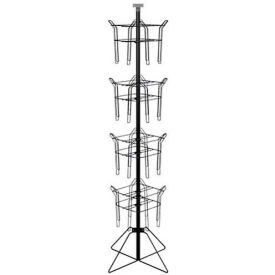 Rotating Literature Display with 16 Standard Wire Pockets and Wire Base, Black