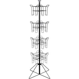 Rotating Literature Display with 16 Oversized Wire Pockets and Wire Base, Black