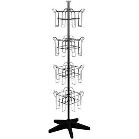 Rotating Literature Display with 16 Oversized Wire Pockets and Heavy-Duty Base, Black