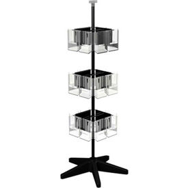 Rotating Literature Display with 24 Clear Pockets and Heavy Duty Base, Black