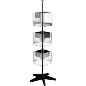 Rotating Literature Display with 12 Clear Pockets and Heavy-Duty Base, Black