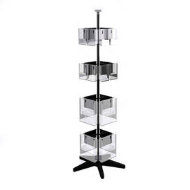 Rotating Literature Display with 8 Full Size and 16 Brochure-Sized Clear Pockets