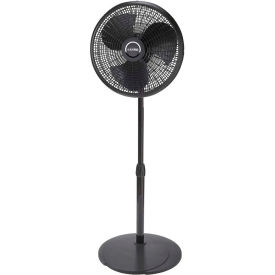 16" Adjustable Height Pedestal Fan, 3-Speed, 110V, Black