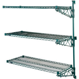 Poly-Green Adjustable Wall Mount Wire Shelving, 3 Shelf, Add On, 24"Wx24"Dx54"H