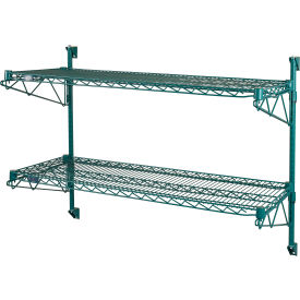 Poly-Green Adjustable Wall Mount Wire Shelving, 2 Shelf, Starter, 36"Wx14"Dx34"H