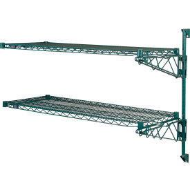 Poly-Green Adjustable Wall Mount Wire Shelving, 2 Shelf, Add On, 30"Wx14"Dx34"H