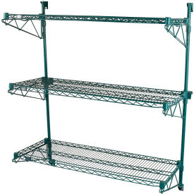 Poly-Green® Adjustable Wall Mount Wire Shelving, 3 Shelf, Starter, 24"Wx14"Dx54"H
