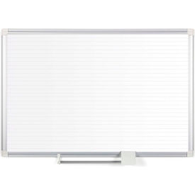 Magnetic Ruled Steel Dry-Erase Planning Board, Aluminum Frame, 36" X 48"
