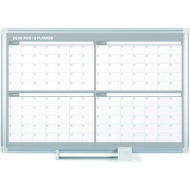 Magnetic Steel Dry-Erase Four Month Planner, 24" X 36", Aluminum Frame