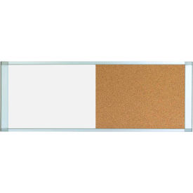 Combo Cubicle Board, Magnetic Steel Dry-Erase and Cork Bulletin Surface, 18" x 47"