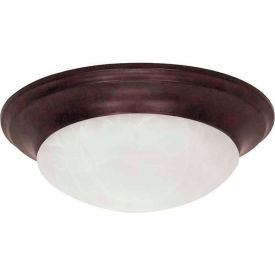 Ceiling-Flush Mount with Alabaster Glass, Old Bronze, 11.5"W X 4.5"H