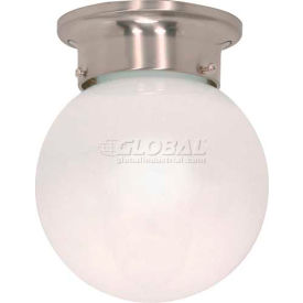 1 Light-Ceiling-Mount, White Ball, Brushed Nickel, 6"W X 7.25"H