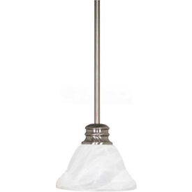 1 Light Mini Pendant, Alabaster Swirl, Brushed Nickel, 7"W X 51"H