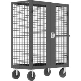 Security Truck with 2 Rigid & 2 Locking Swivel Casters, 51"L x 24"W x 66"H, Gray