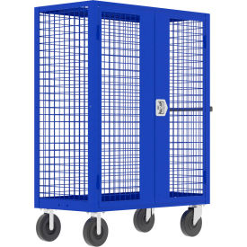 Security Truck with 2 Rigid & 2 Locking Swivel Casters, 51"L x 24"W x 66"H, Blue
