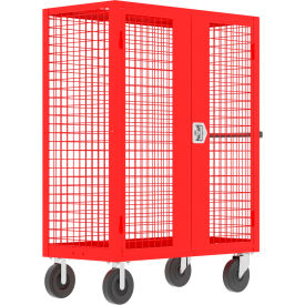 Security Truck with 2 Rigid & 2 Locking Swivel Casters, 51"L x 24"W x 66"H, Red