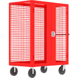 Security Truck with 2 Rigid & 2 Locking Swivel Casters, 63"L x 30"W x 66"H, Red